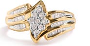 Haus of Brilliance 10K Yellow Gold 1/2Cttw Diamond Cluster Head & Shank Ring