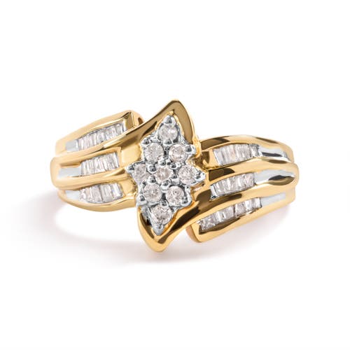 Haus of Brilliance 10K Yellow Gold 1/2Cttw Diamond Cluster Head & Shank Ring at Nordstrom, Size 7