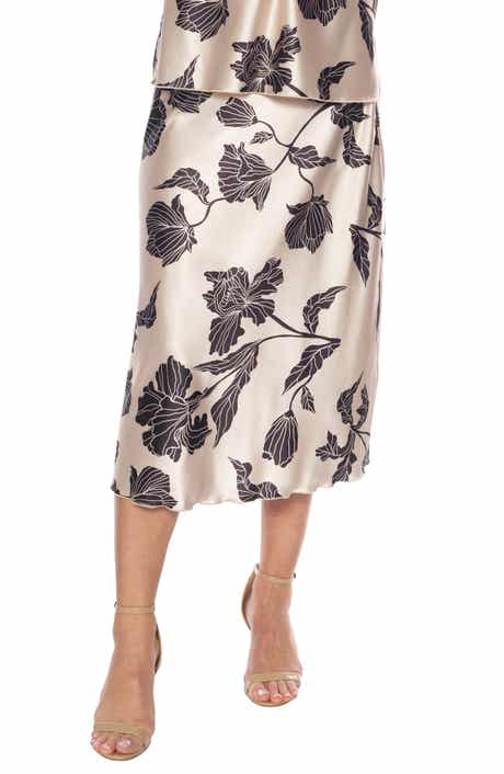 TASH AND SOPHIE Floral Print Satin Maxi Skirt