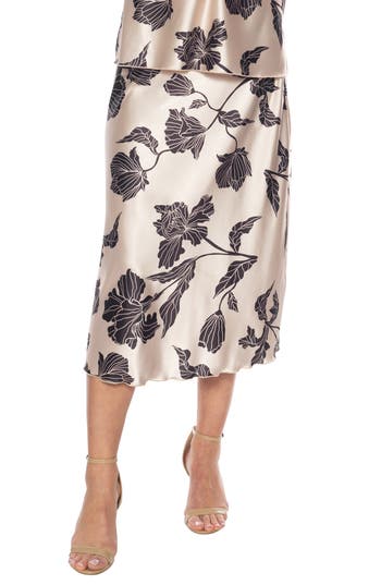 Tash And Sophie Floral Print Satin Maxi Skirt