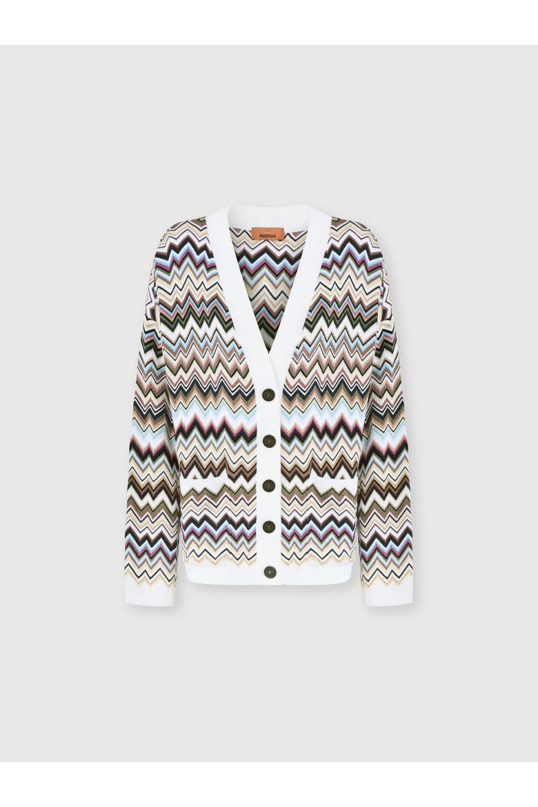 Oversized Wool And Viscose Zig Zag Cardigan, Alternate, color, Multicoloured