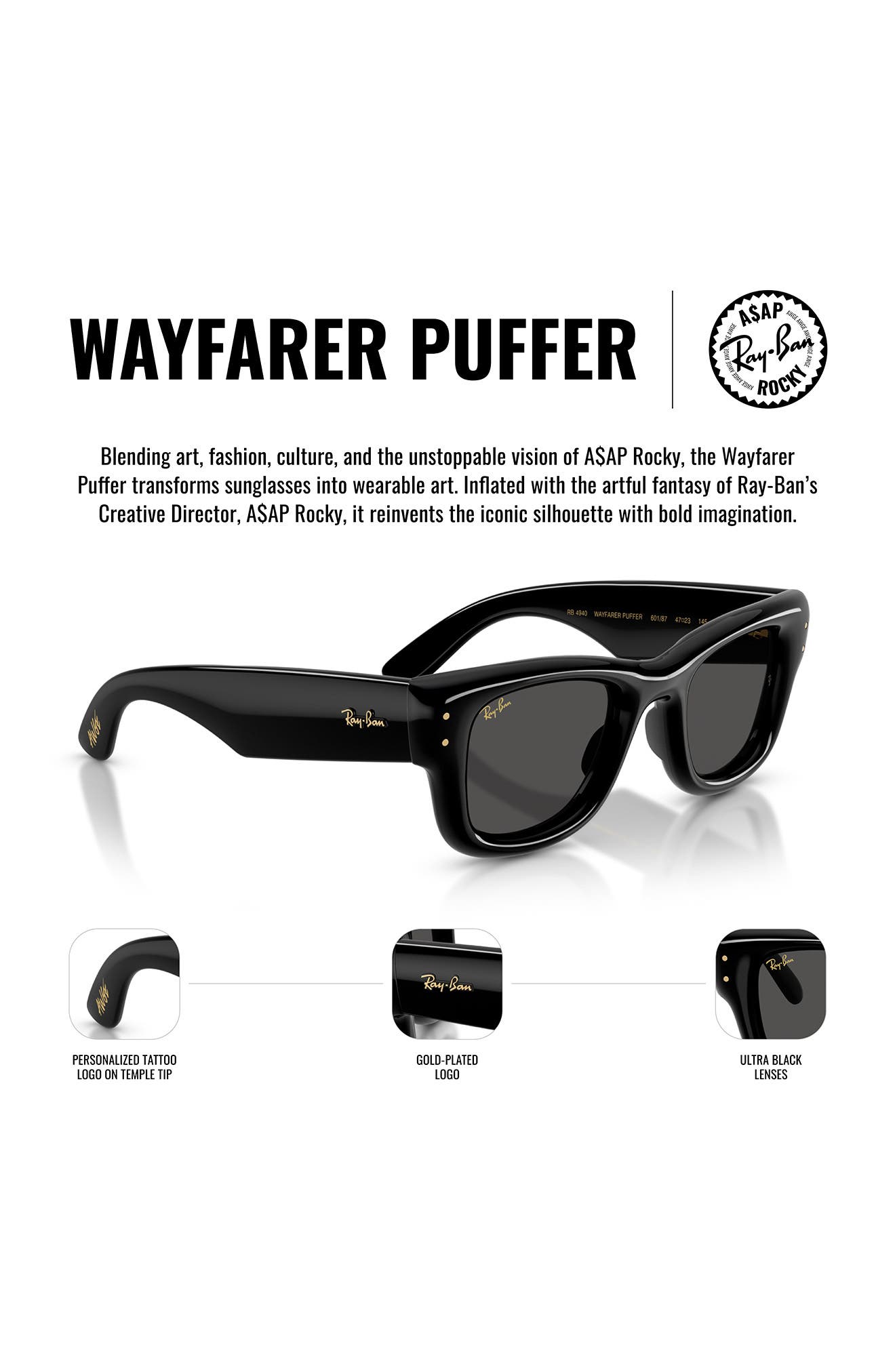 Ray-Ban Wayfarer Puffer 47mm Square Sunglasses | Nordstrom