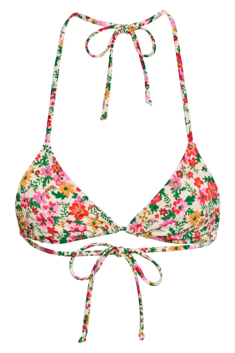 Triangle Bikini Top, Alternate, color, GREEN/ PINK