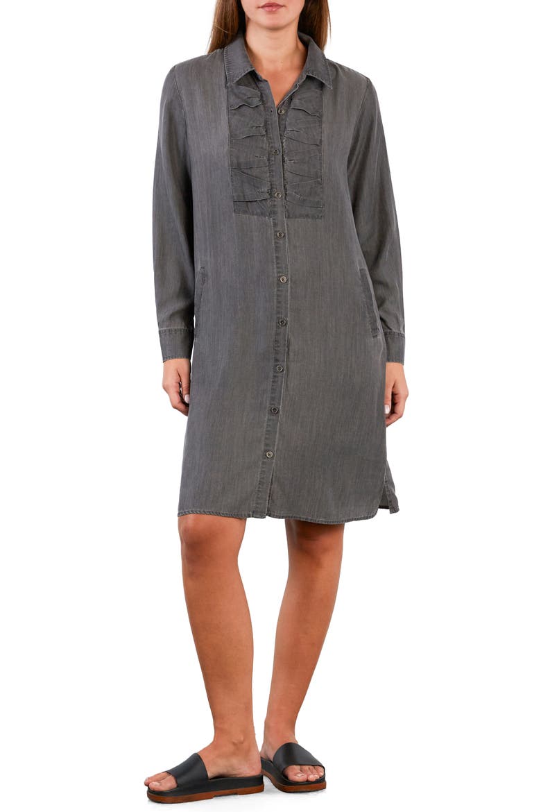 Kiss the Day Long Sleeve Denim Shirtdress, Alternate, color, SET GREY