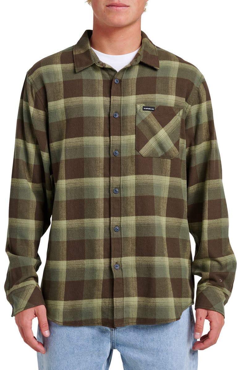 Quiksilver Penmar Check Cotton Flannel Button-Up Shirt, Main, color, Chocolate Brown