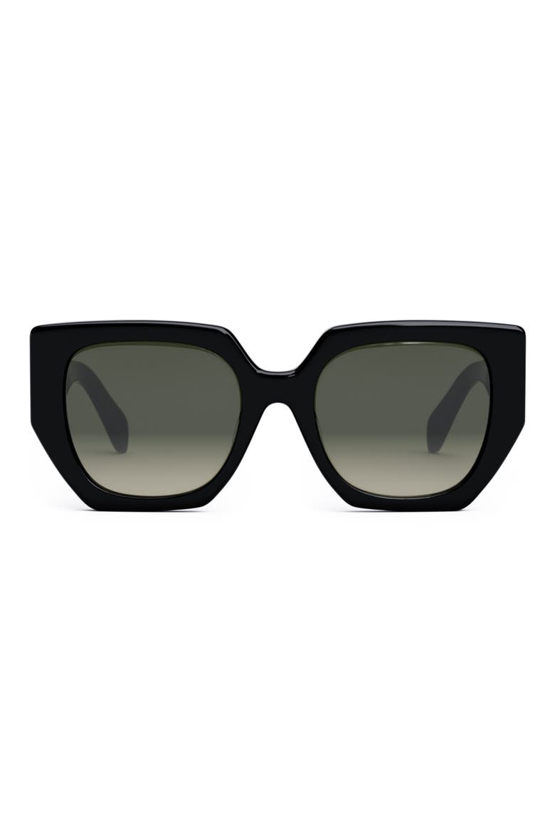 Triomphe 55mm Butterfly Sunglasses, Main, color, SHINY BLACK / GRADIENT BROWN