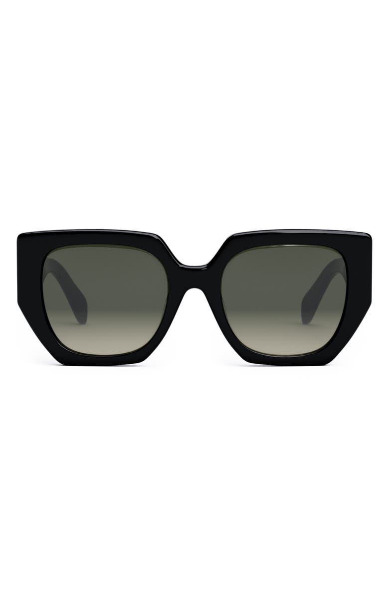 CELINE Triomphe 55mm Butterfly Sunglasses, Main, color, Shiny Black / Gradient Brown