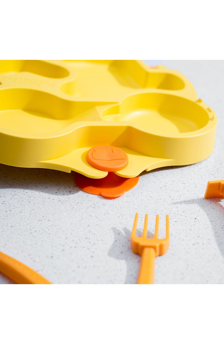 Constructive Eating Truck Theme Divided Suction Training Plate and Utensils for Kids and Toddlers, Alternate, color, Teal