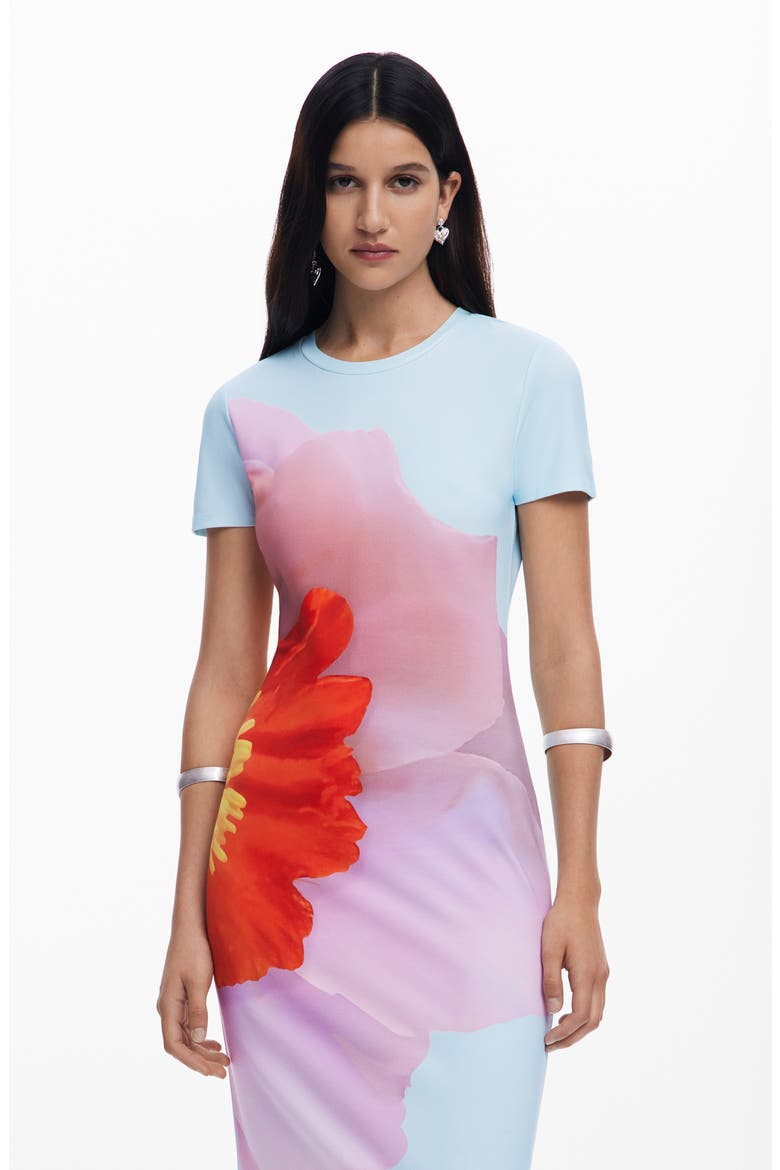 Short Sleeve Midi Dress, Alternate, color, BLUE