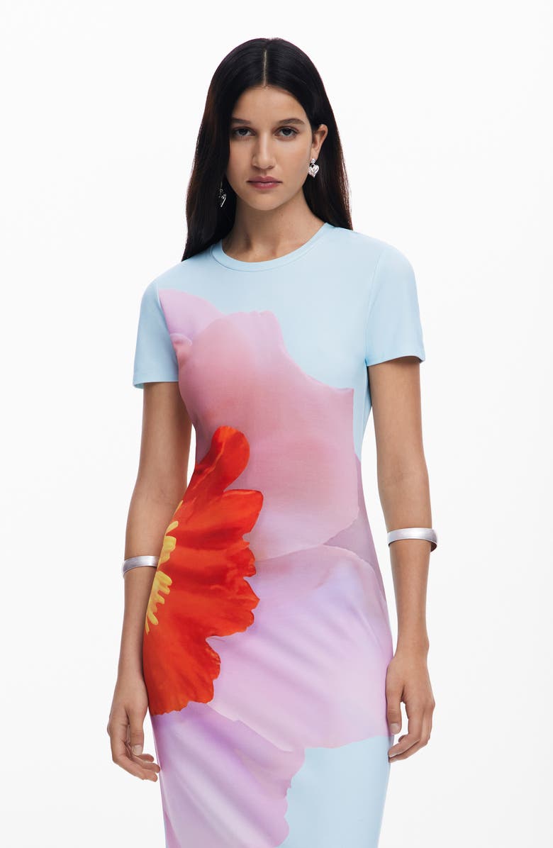 Desigual Short Sleeve Midi Dress, Alternate, color, 