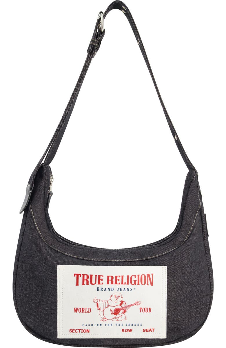 True Religion Brand Jeans Logo Pocket Shoulder Bag, Main, color, Black
