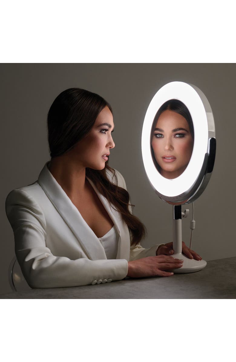 Ilios Lighting Beauty Ring Brightness-Controlled Dual-Magnification Makeup Mirror, Alternate, color, White