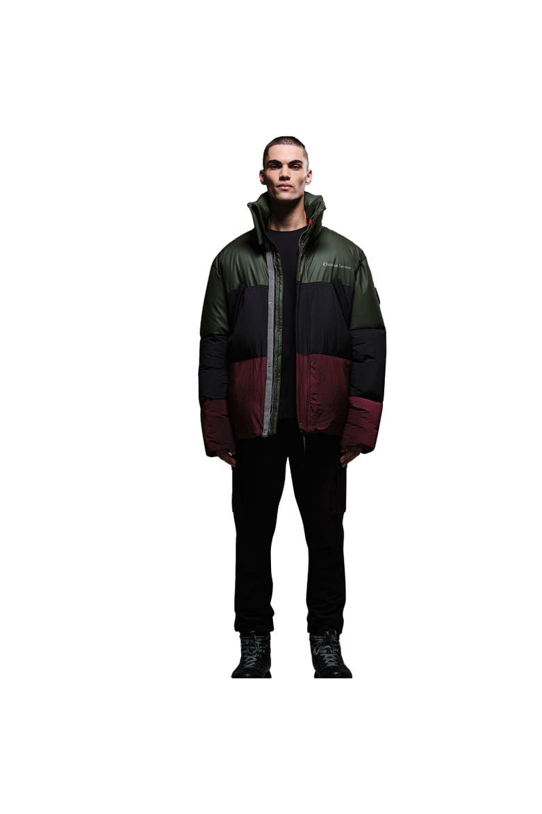 Christian Lacroix Barbegal Baffled Padded Jacket, Alternate, color, Dark Khaki and Black