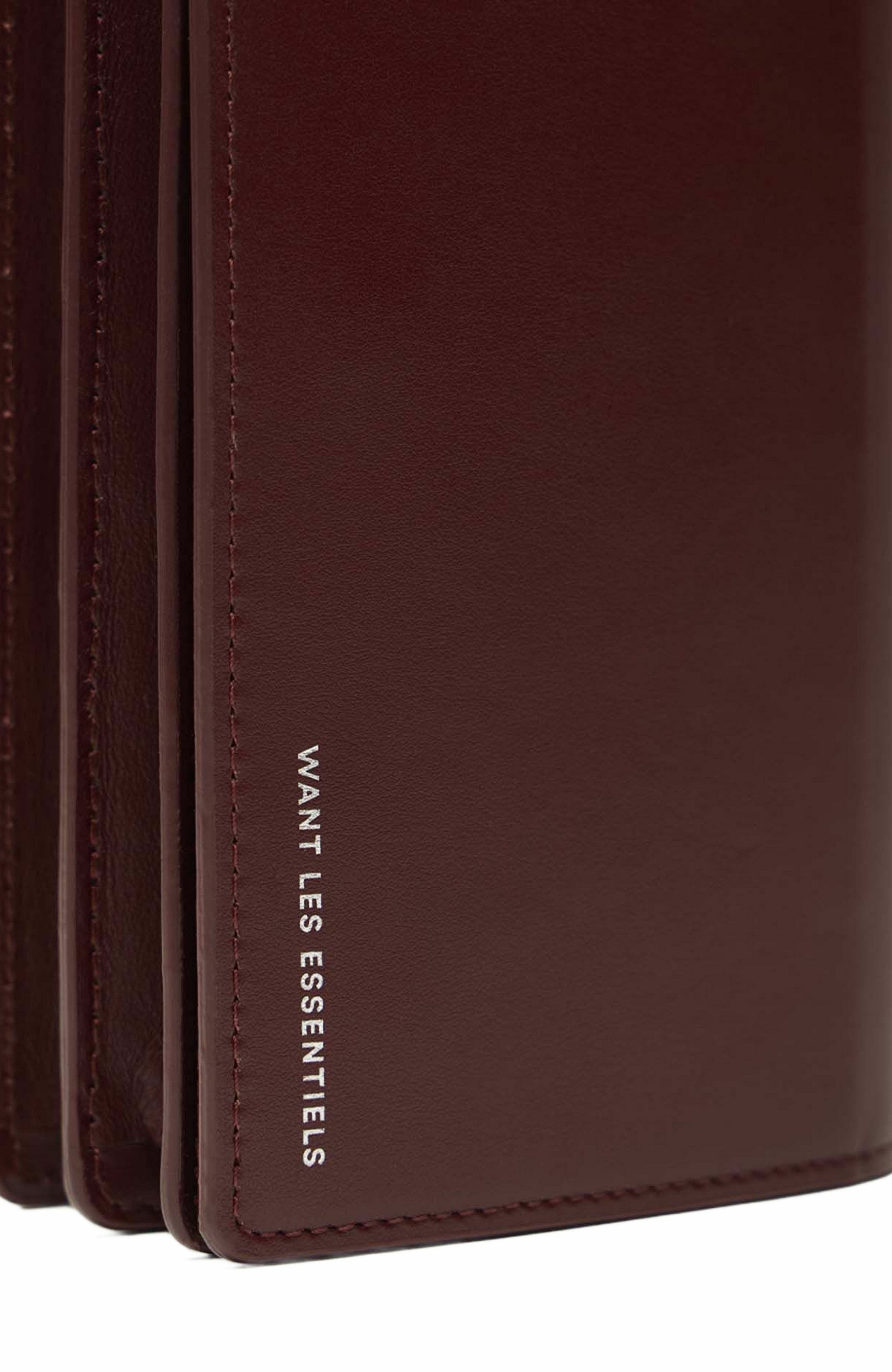 Arch Smooth Leather Wallet On Strap, Alternate, color, Dark Cherry