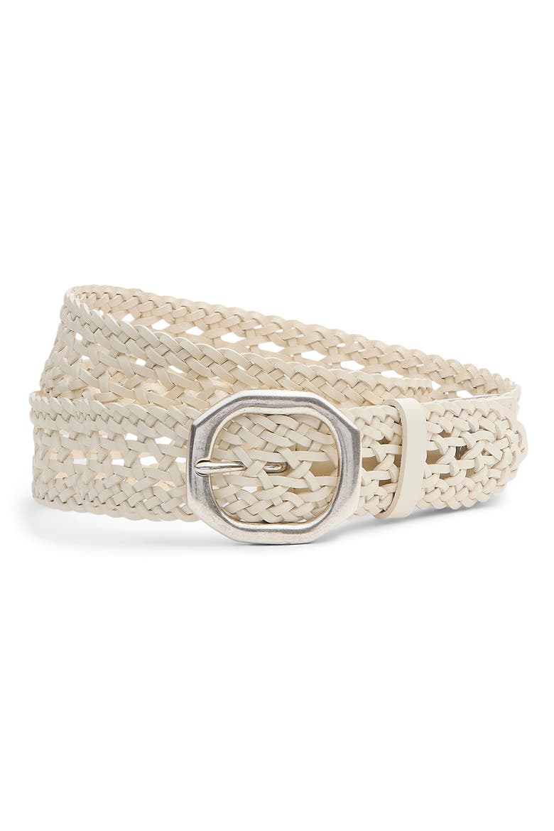 Audrey Woven Leather Belt, Main, color, ANTIQUE WHITE