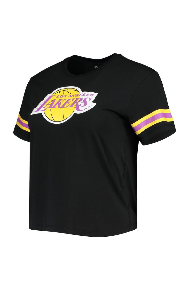 THE WILD COLLECTIVE Women's The Wild Collective Black Los Angeles Lakers Cropped T-Shirt, Alternate, color, 