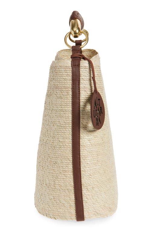 Altuzarra Watermill Top Handle Straw Bucket Tote In Praline/beige