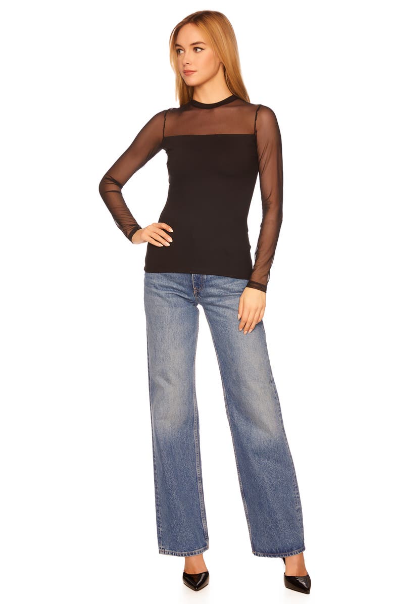Susana Monaco Sheer Mesh Long Sleeve Top, Alternate, color, 