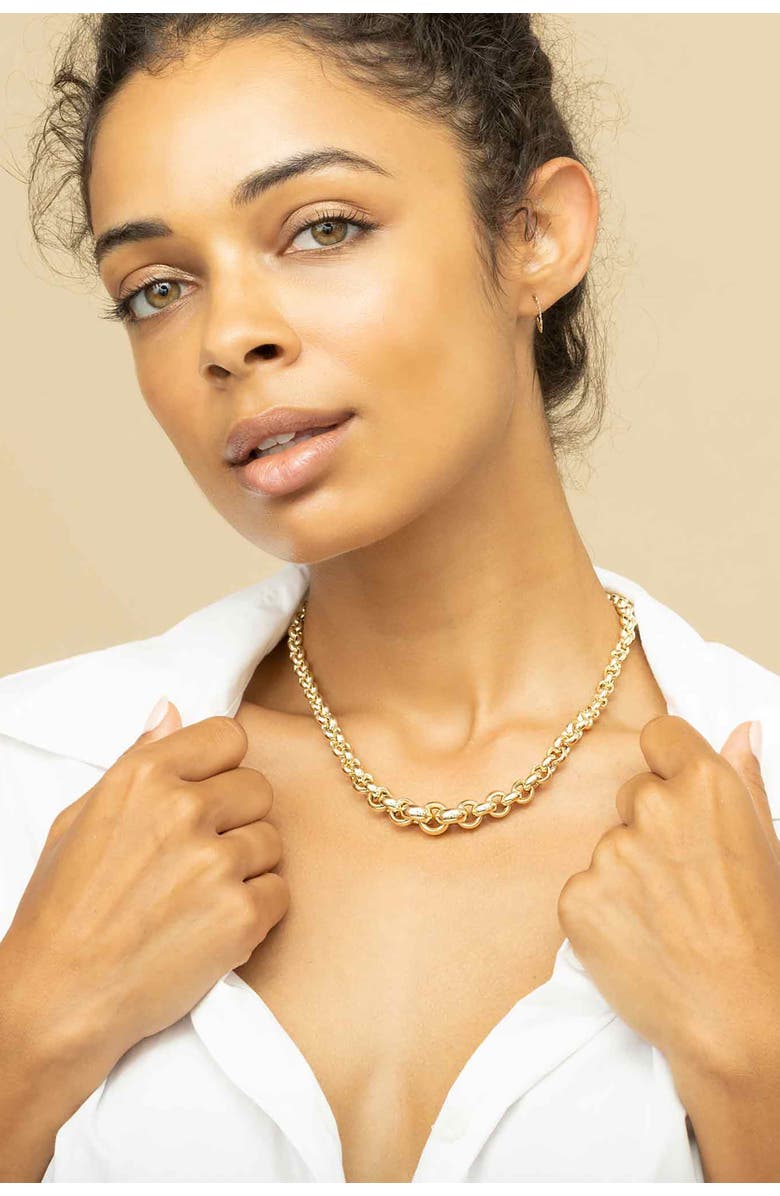 Oradina 14K Yellow Gold Penthouse Link Necklace, Alternate, color, Yellow Gold