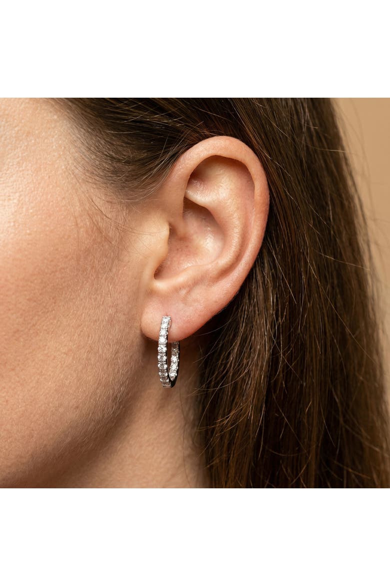 3Ct Diamond Hoops Women's Lab Grown Earrings 10K Gold 1 1/4" Tall, Alternate, color, 10K White Gold