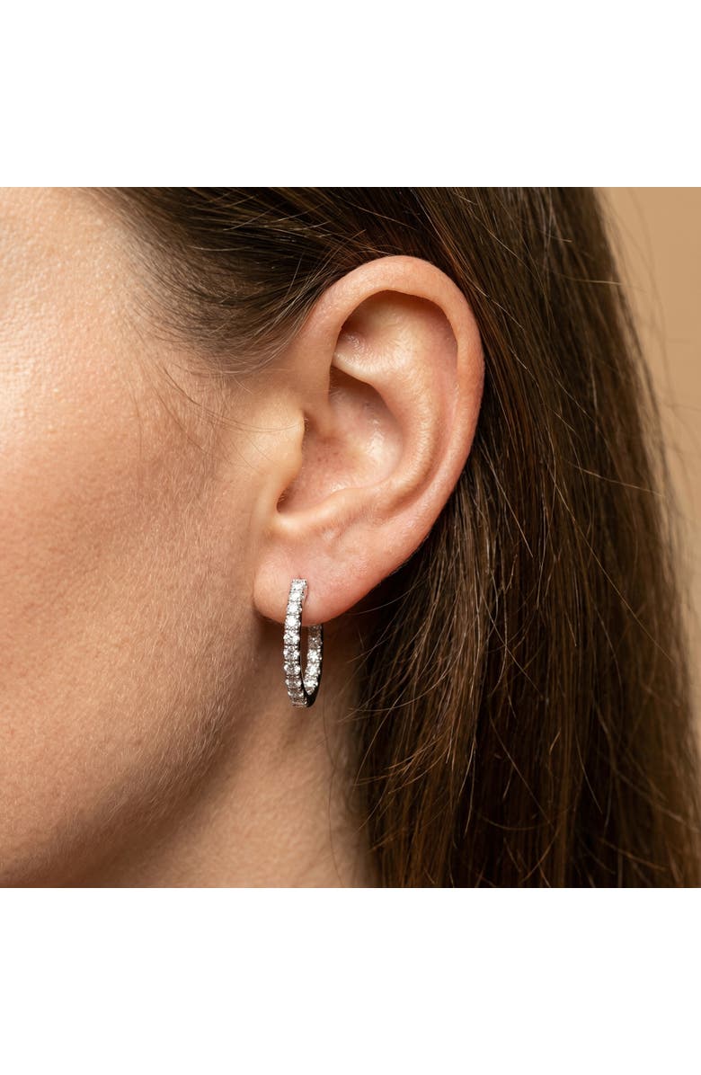 Bliss Diamond 3Ct Diamond Hoops Women's Lab Grown Earrings 10K Gold 1 1/4" Tall, Alternate, color, 10K White Gold