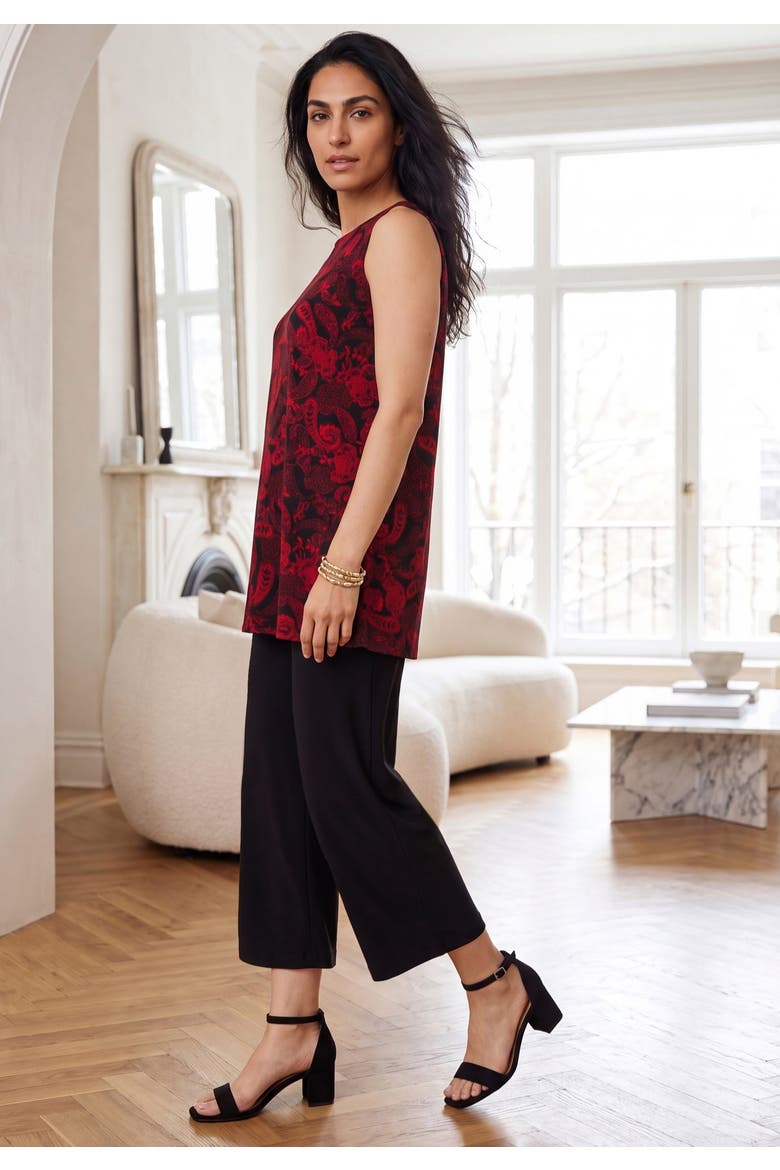 Stretch Knit Tunic Tank, Alternate, color, CLASSIC RED MINI PAISLEY