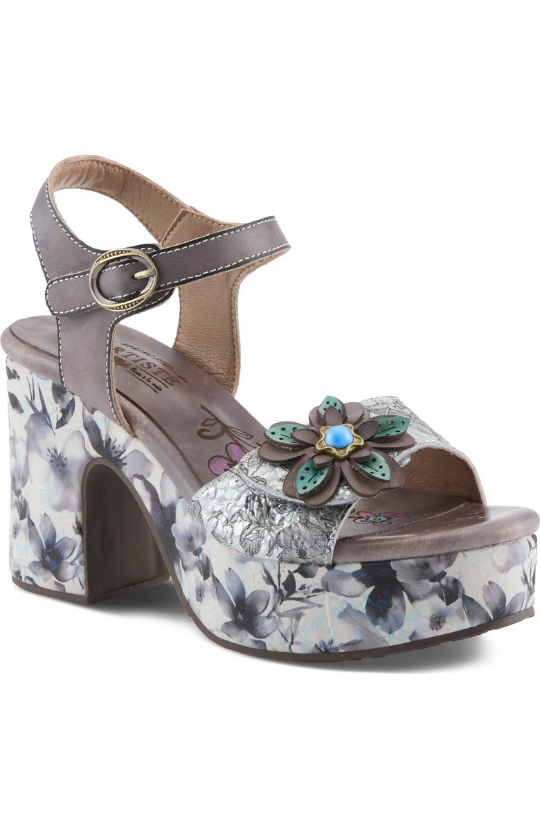 L'Artiste by Spring Step Felis Platform Sandal, Main, color, Grey Multi