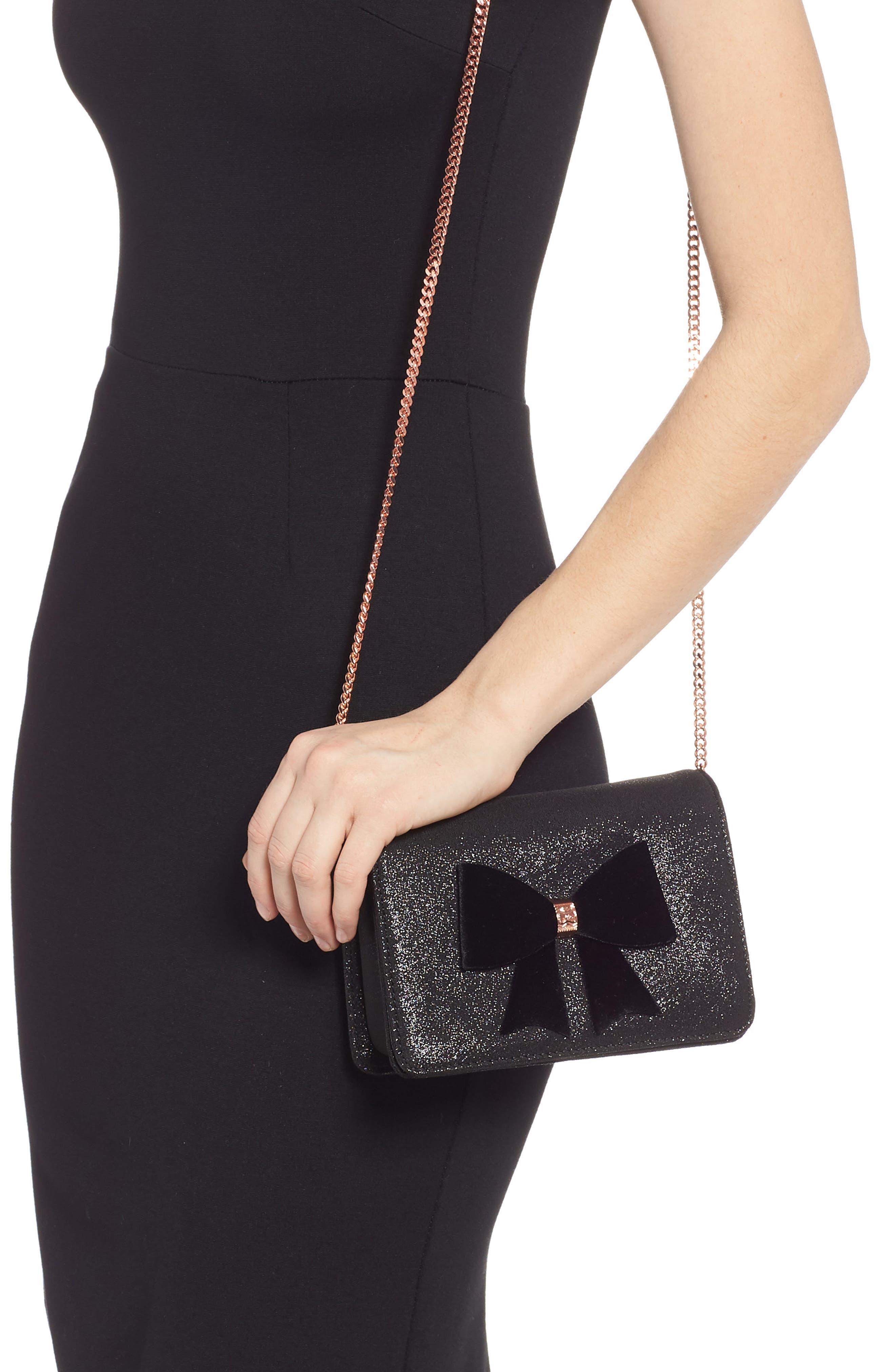 Ted Baker London Jeminna Velvet Bow Evening Bag, Alternate, color, 