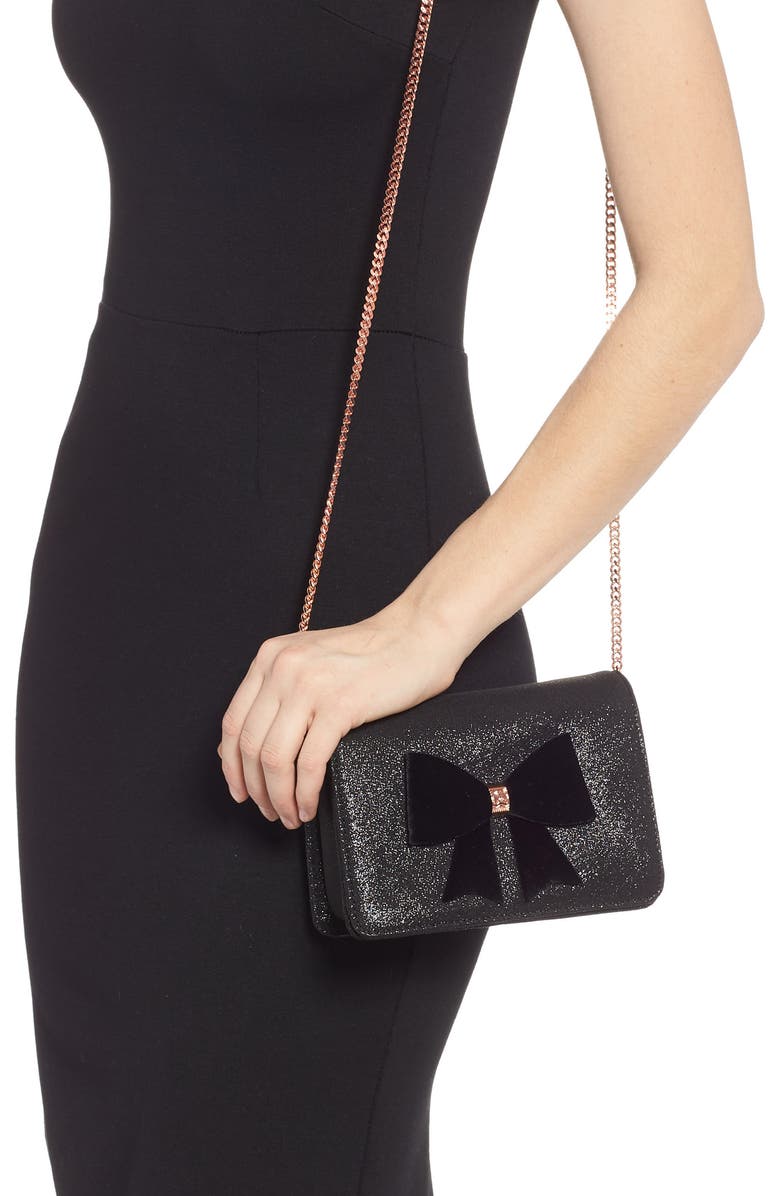 Ted Baker London Jeminna Velvet Bow Evening Bag, Alternate, color,