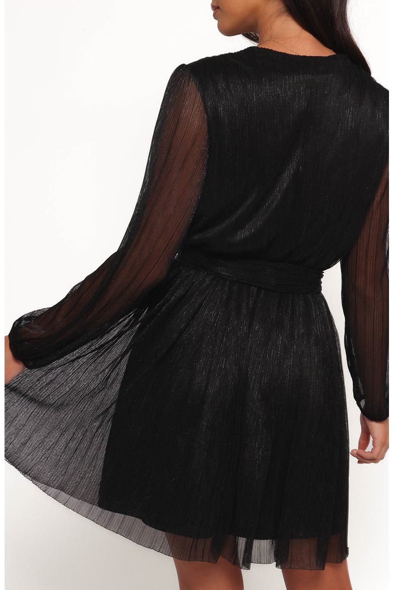 Zhara Metallic Long Sleeve Minidress, Alternate, color, BLACK