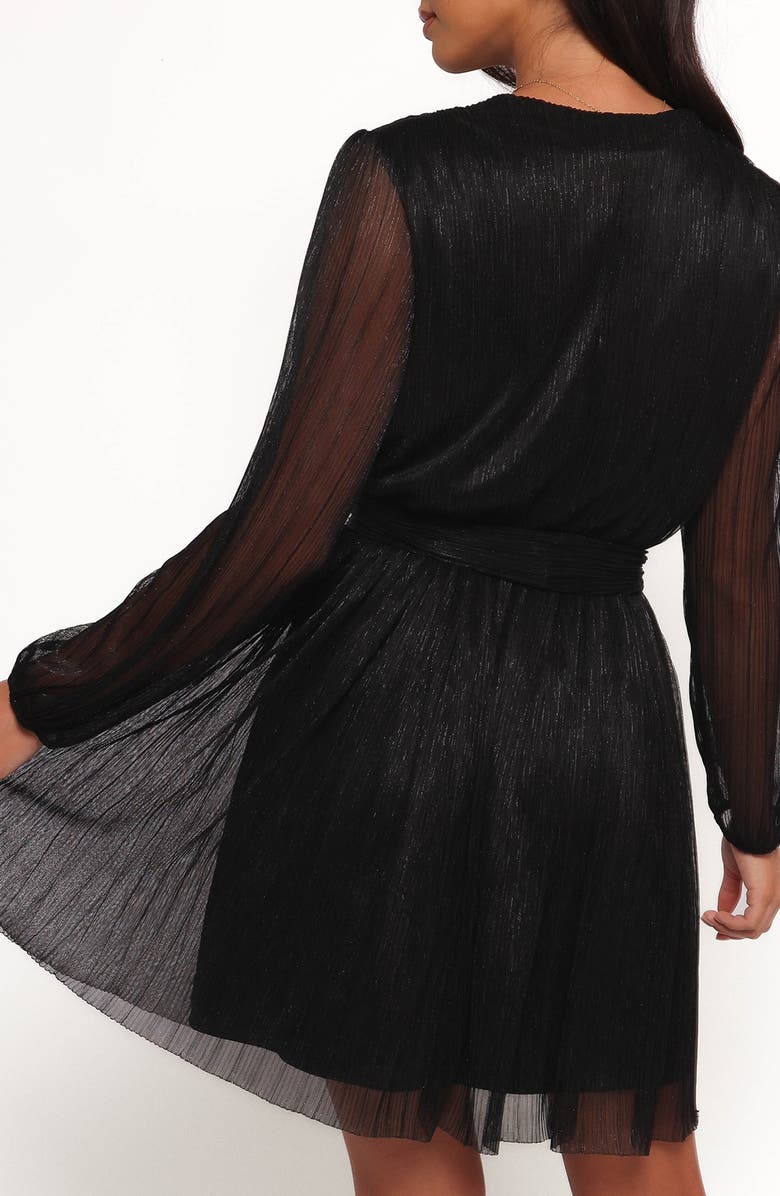 Petal & Pup Zhara Metallic Long Sleeve Minidress, Alternate, color, Black