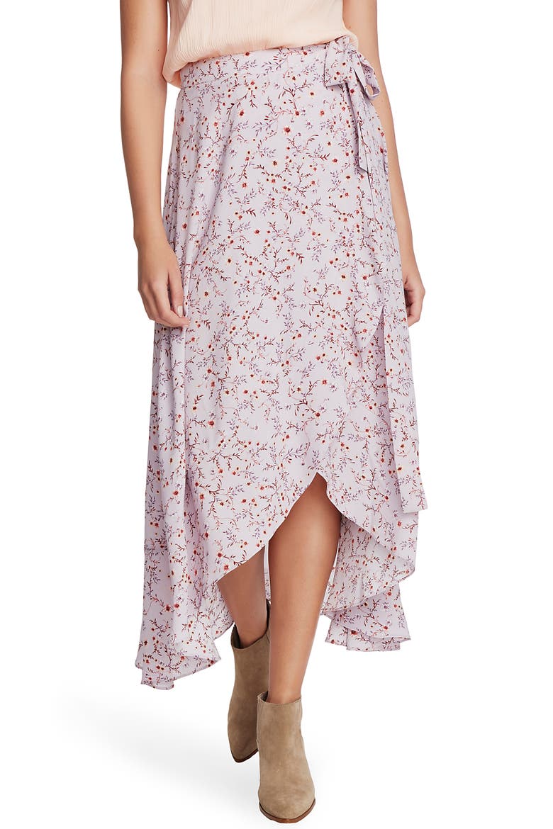 Wildflower Vines Wrap Skirt, Main, color, DUSTY LAVENDER