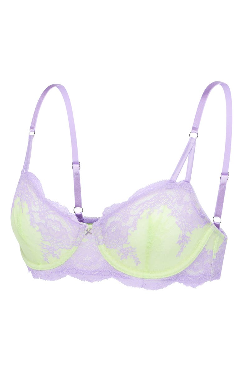 SAVAGE X FENTY Lacestruck Unlined Balconette Bra, Alternate, color, Pale Green/ Purple Opal