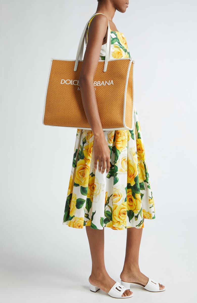 Dolce&Gabbana Shopping Raffia Tote, Alternate, color,