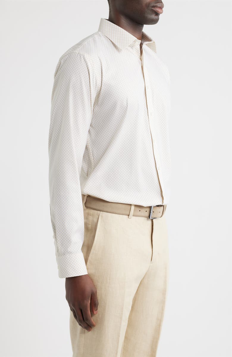 Nordstrom Trim Fit Premium Performance Dress Shirt, Alternate, color, Tan Sedalia Geo