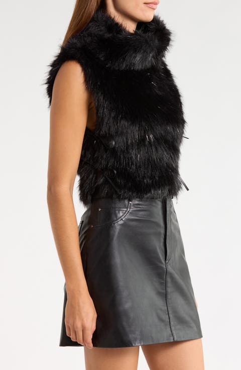 Lucy Faux Fur Funnel Neck Vest