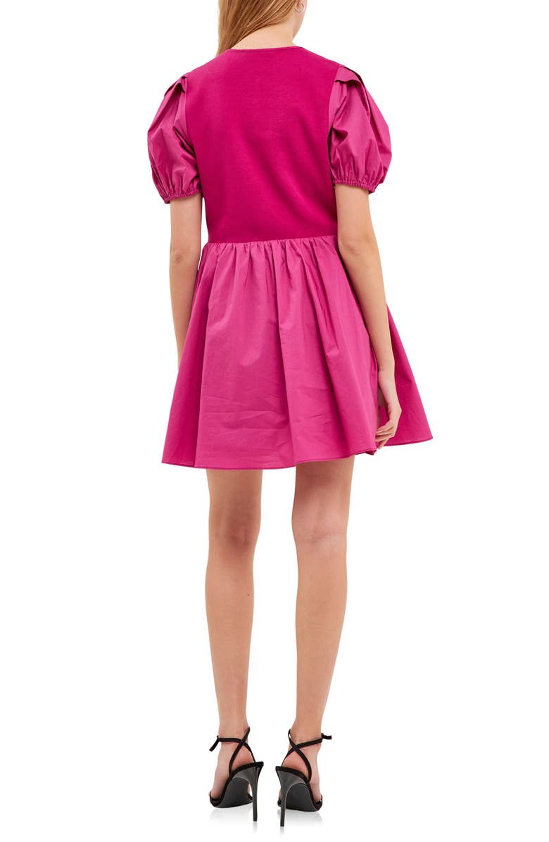 English Factory Mixed Media Henley Minidress, Alternate, color, Berry