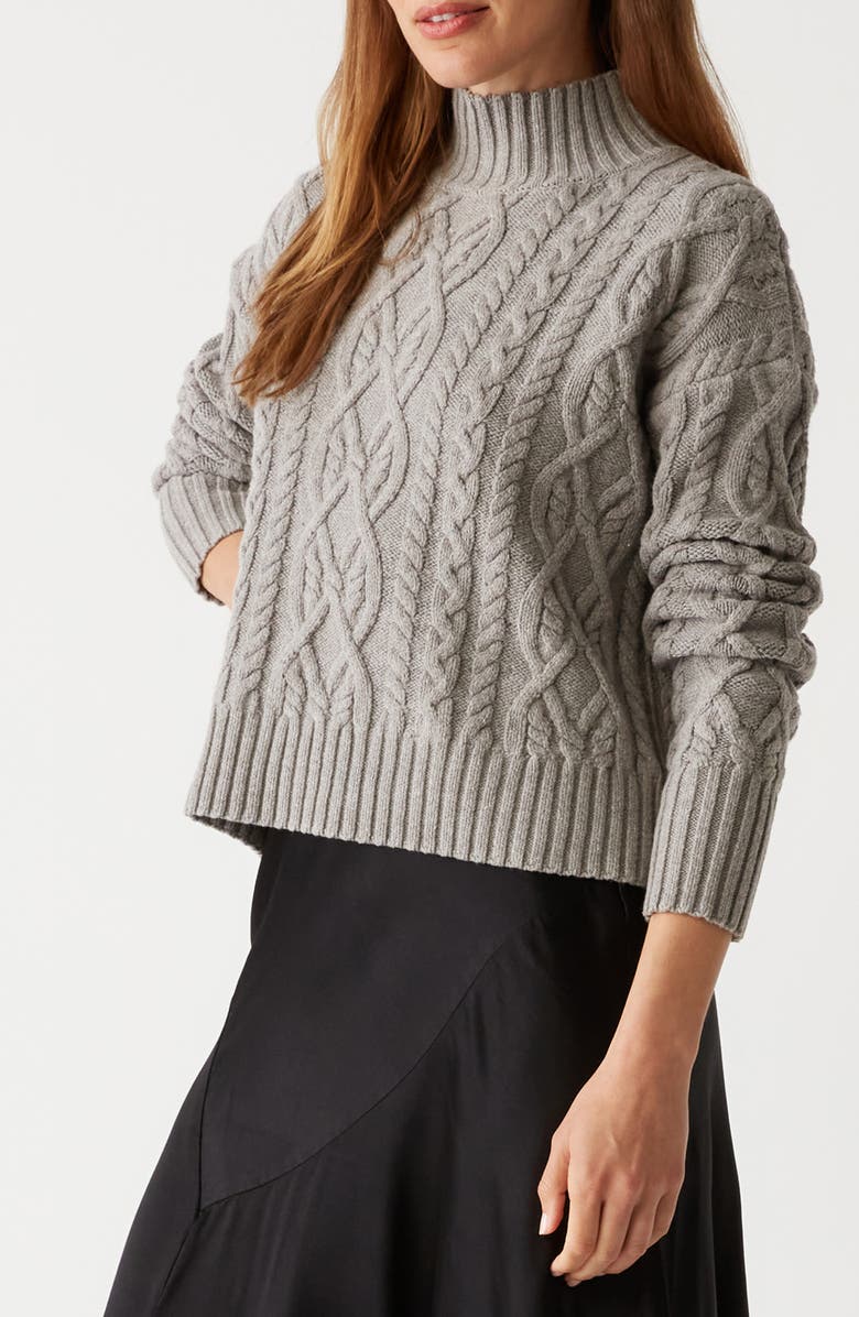 Michael Stars Suki Mock Neck Cable Stitch Sweater, Alternate, color, 