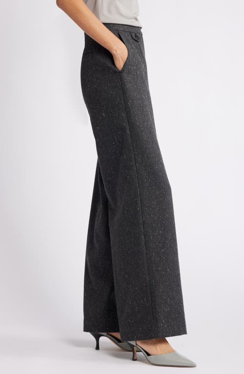 Nordstrom Textured Wide Leg Pants In Light Grey Speckle