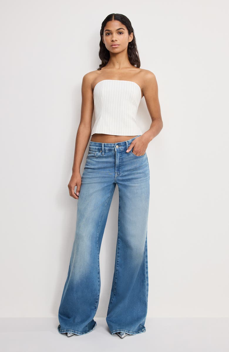 Good American Soft-Tech Good Waist Palazzo Jeans, Alternate, color, Indigo1146