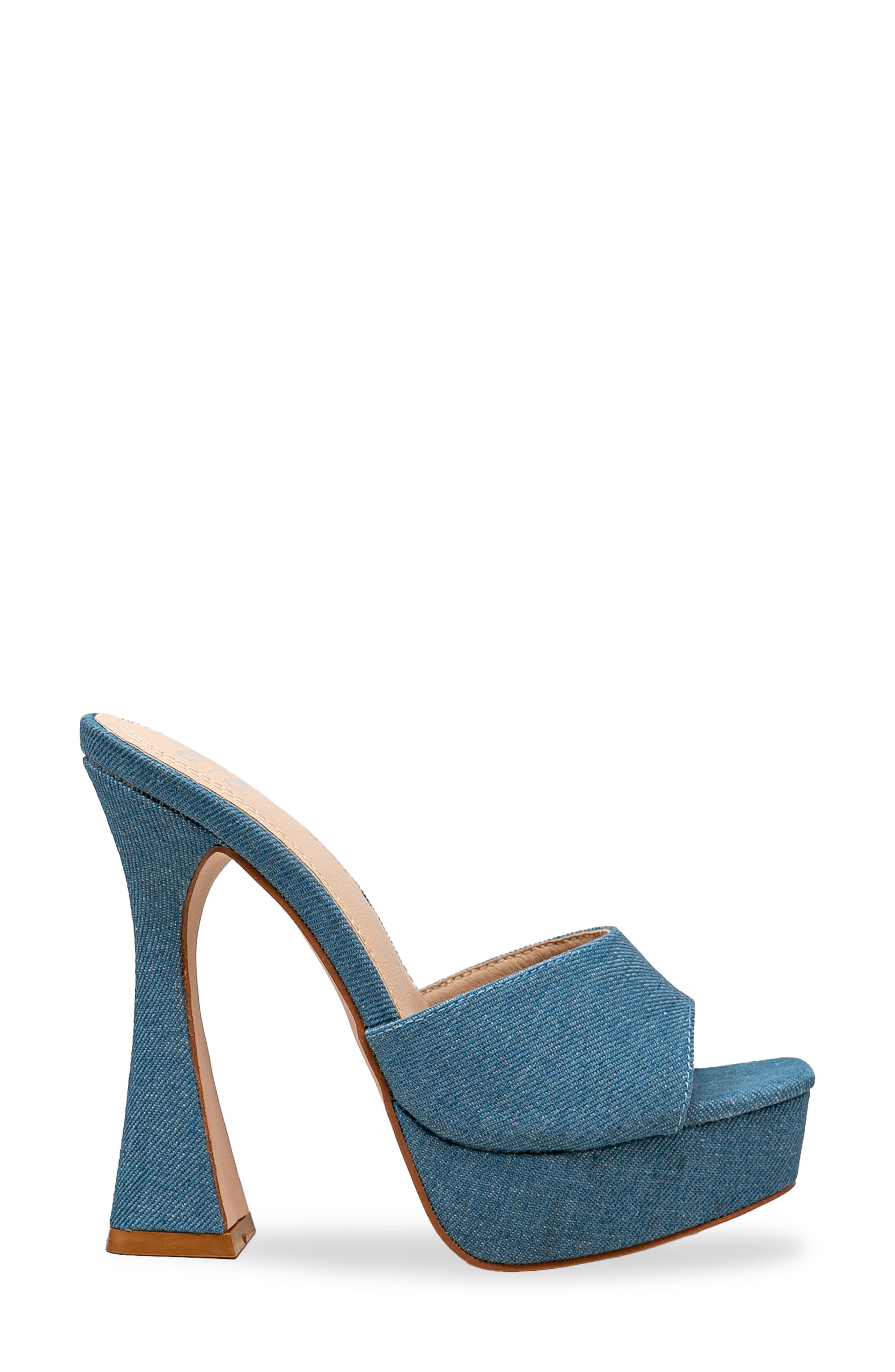 CHASE AND CHLOE Platform Sandal, Alternate, color, Denim