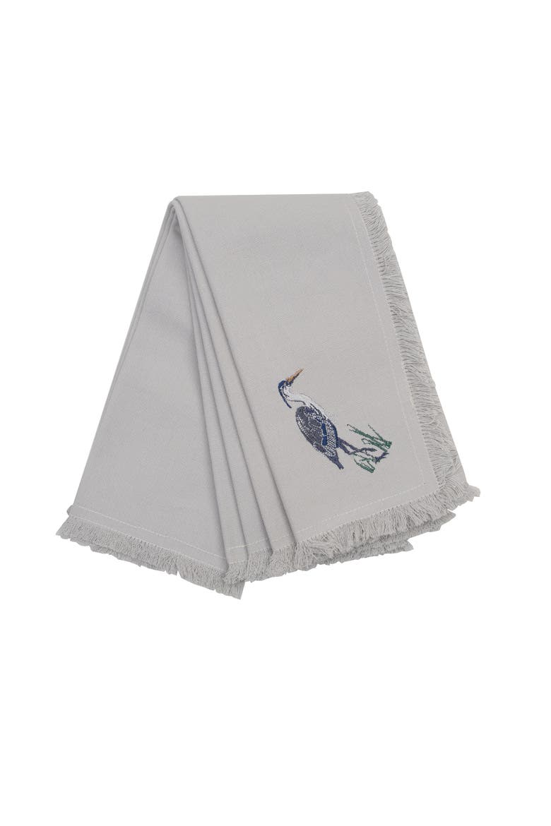 Heron Coastal Table Runner on Grey Panel, Alternate, color, Blue