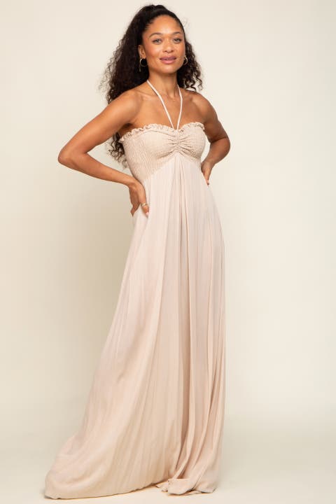 Smocked Halter Maxi Dress
