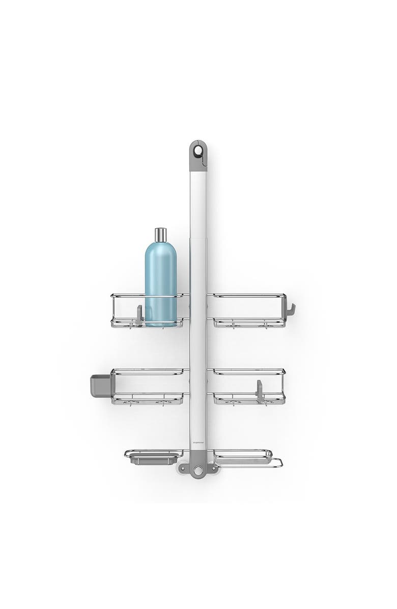 simplehuman adjustable caddy, stainless steel + anodized aluminum, Main, color, Grey