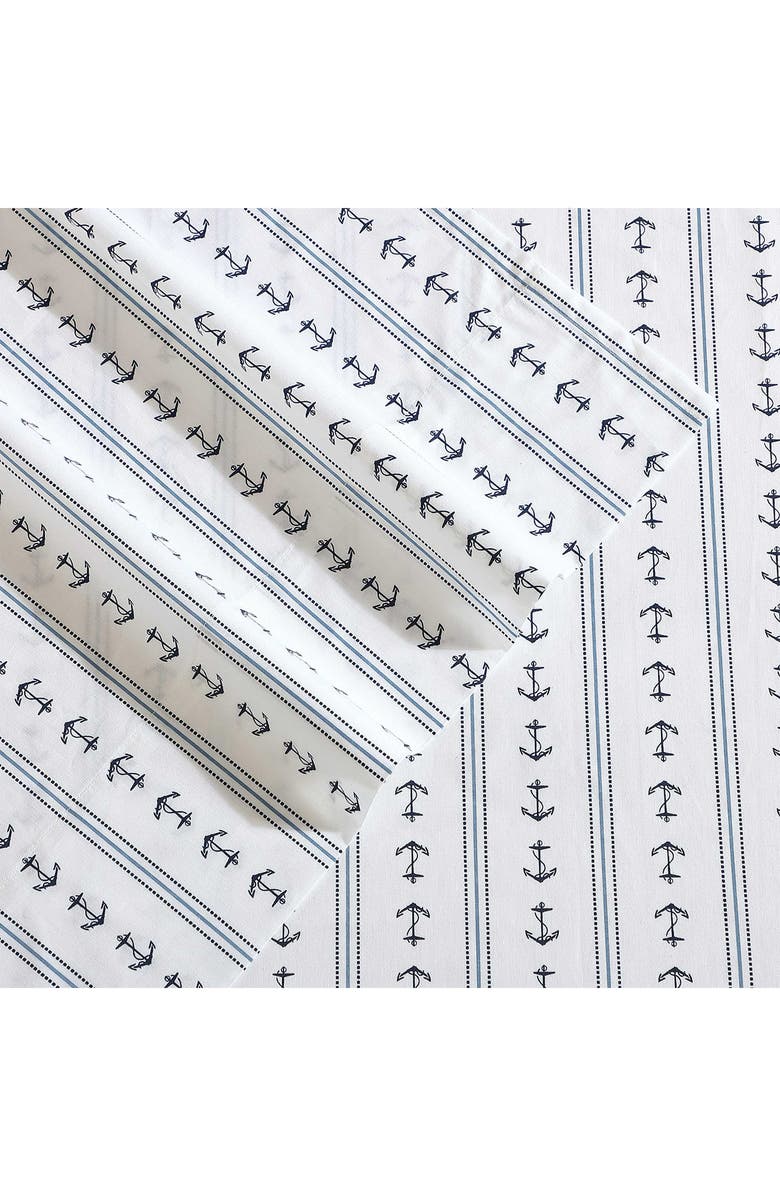 Nautica Anchor Lines 200 Thread Count Sheet Set, Alternate, color, Dark Blue