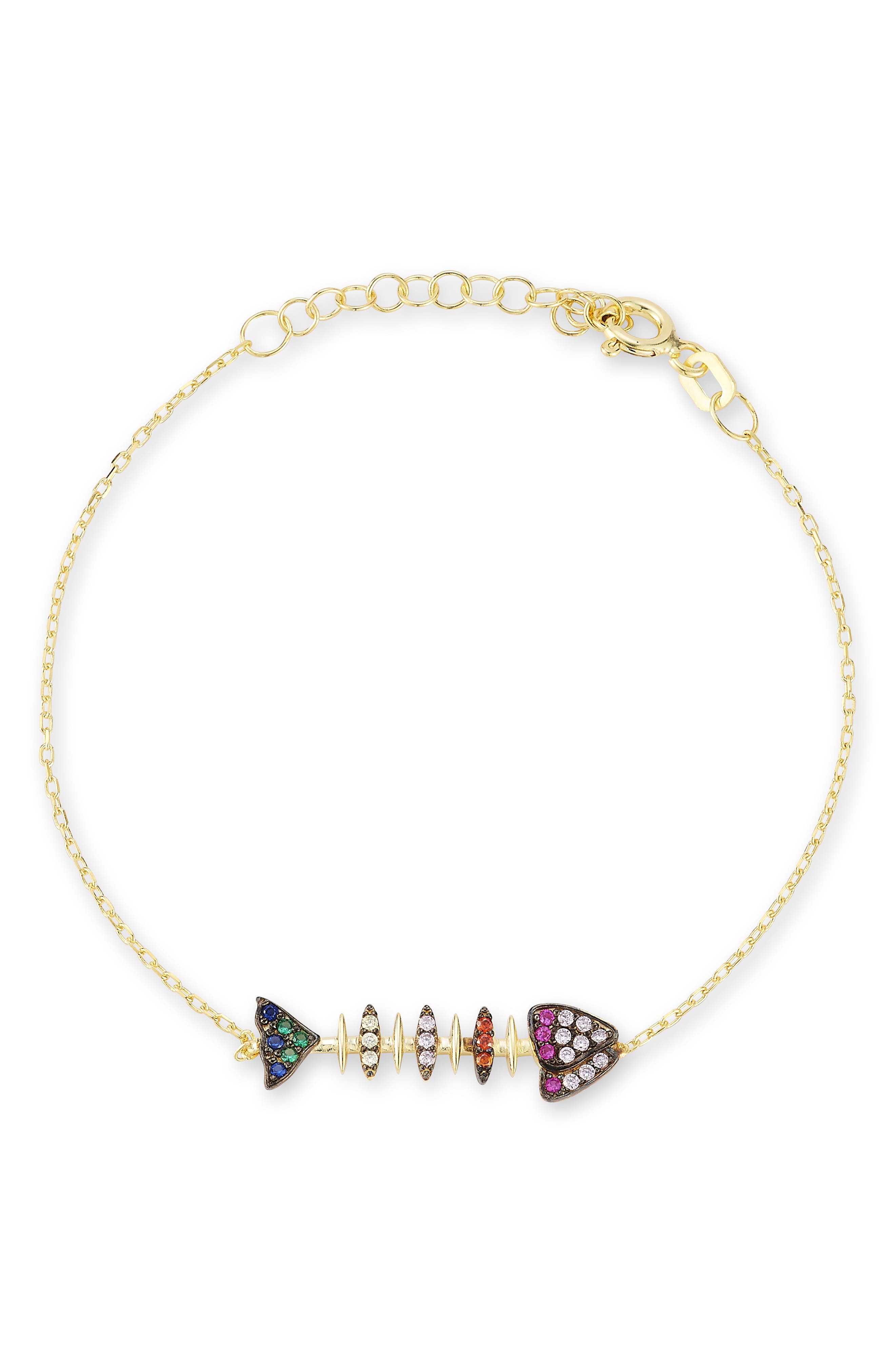 Sphera Milano Cubic Zirconia Fishbone Bracelet In Gold/multi