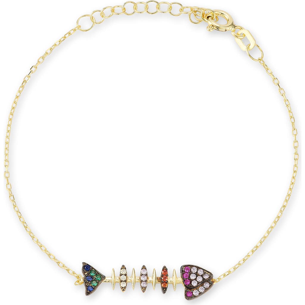 Sphera Milano Cubic Zirconia Fishbone Bracelet In Gold/multi