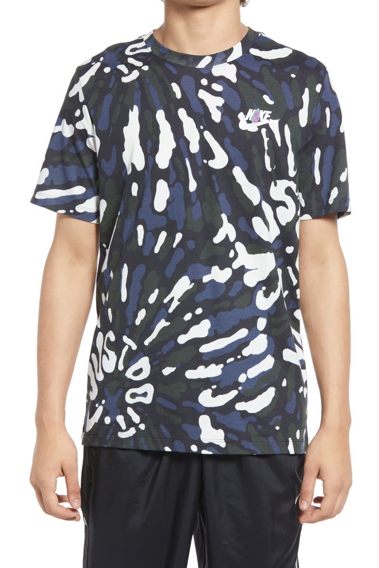 Sportswear Black Light Tie Dye Graphic Tee, Main, color, SAIL/ BLACK