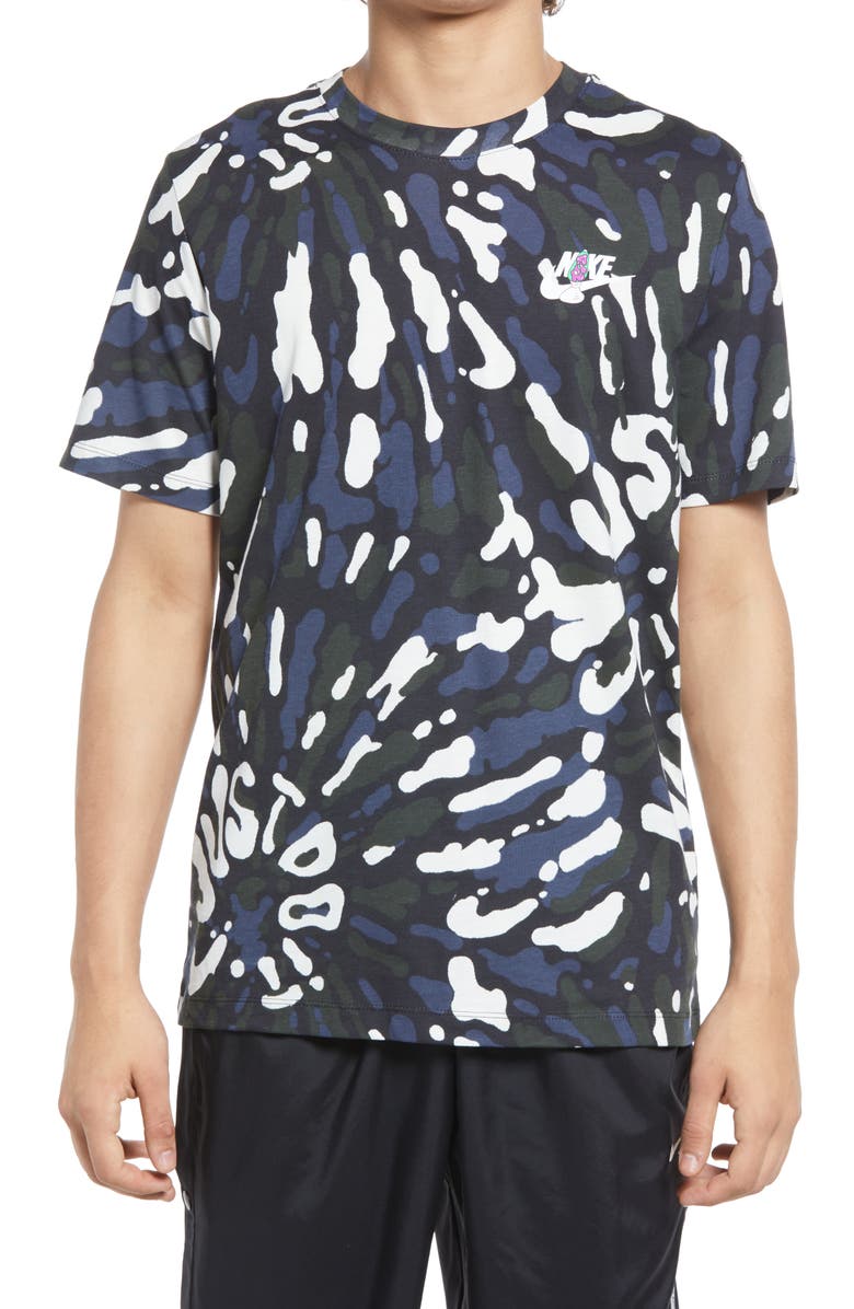 Nike Sportswear Black Light Tie Dye Graphic Tee, Main, color,