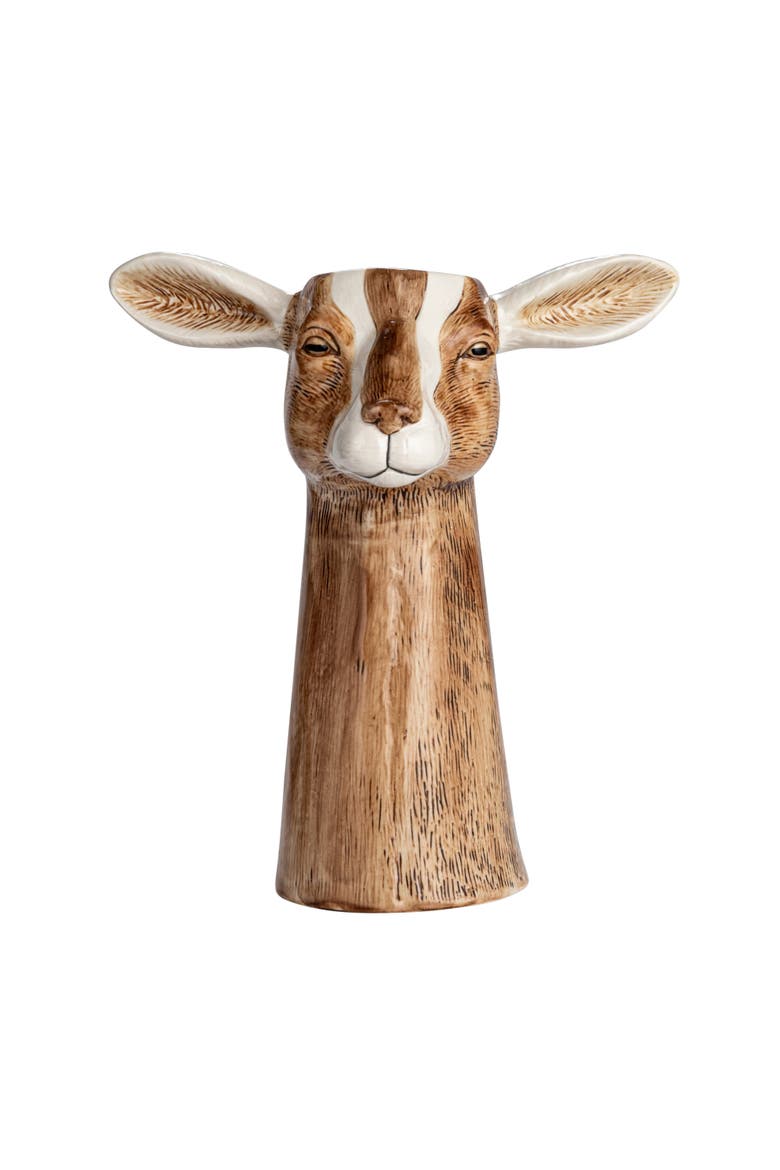 Stoneware Goat Vase, Alternate, color, Brown